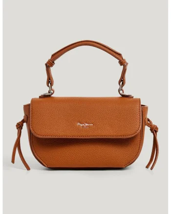 Geanta crossbody din piele ecologica cu clapa, Maro scortisoara