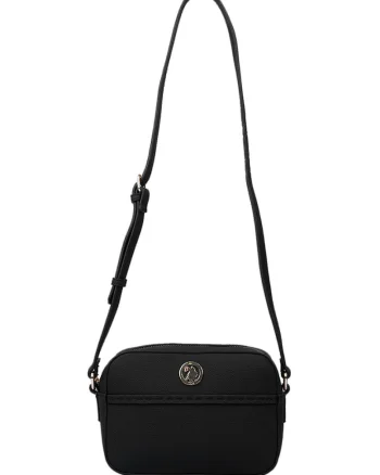 Geanta crossbody cu logo, Negru