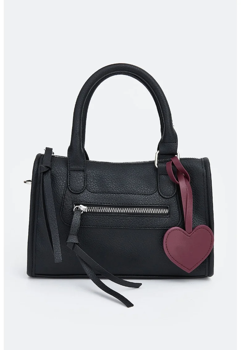 Geanta crossbody din piele ecologica cu bareta detasabila, Negru