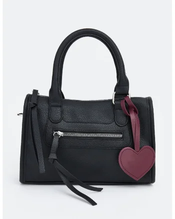 Geanta crossbody din piele ecologica cu bareta detasabila, Negru