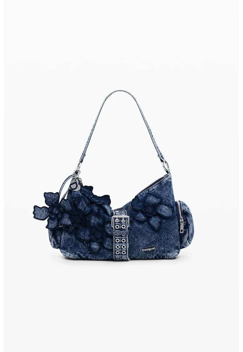 Geanta crossbody de denim, Albastru melange/Bleumarin
