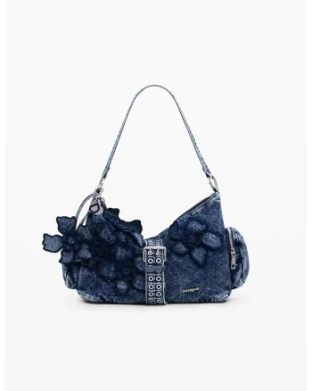 Geanta crossbody de denim, Albastru melange/Bleumarin