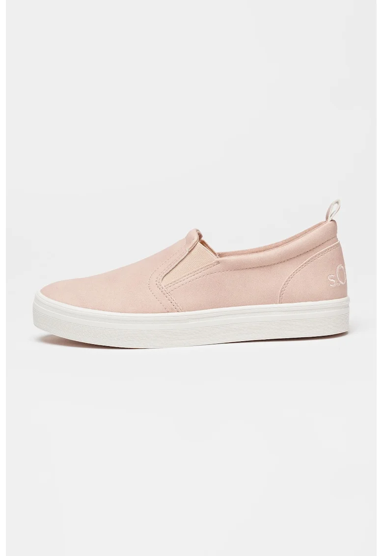 Tenisi slip-on din material textil, Roz prafuit deschis