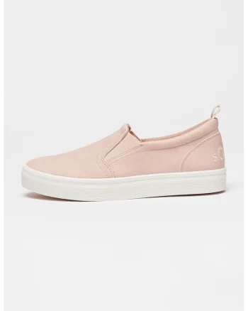Tenisi slip-on din material textil, Roz prafuit deschis