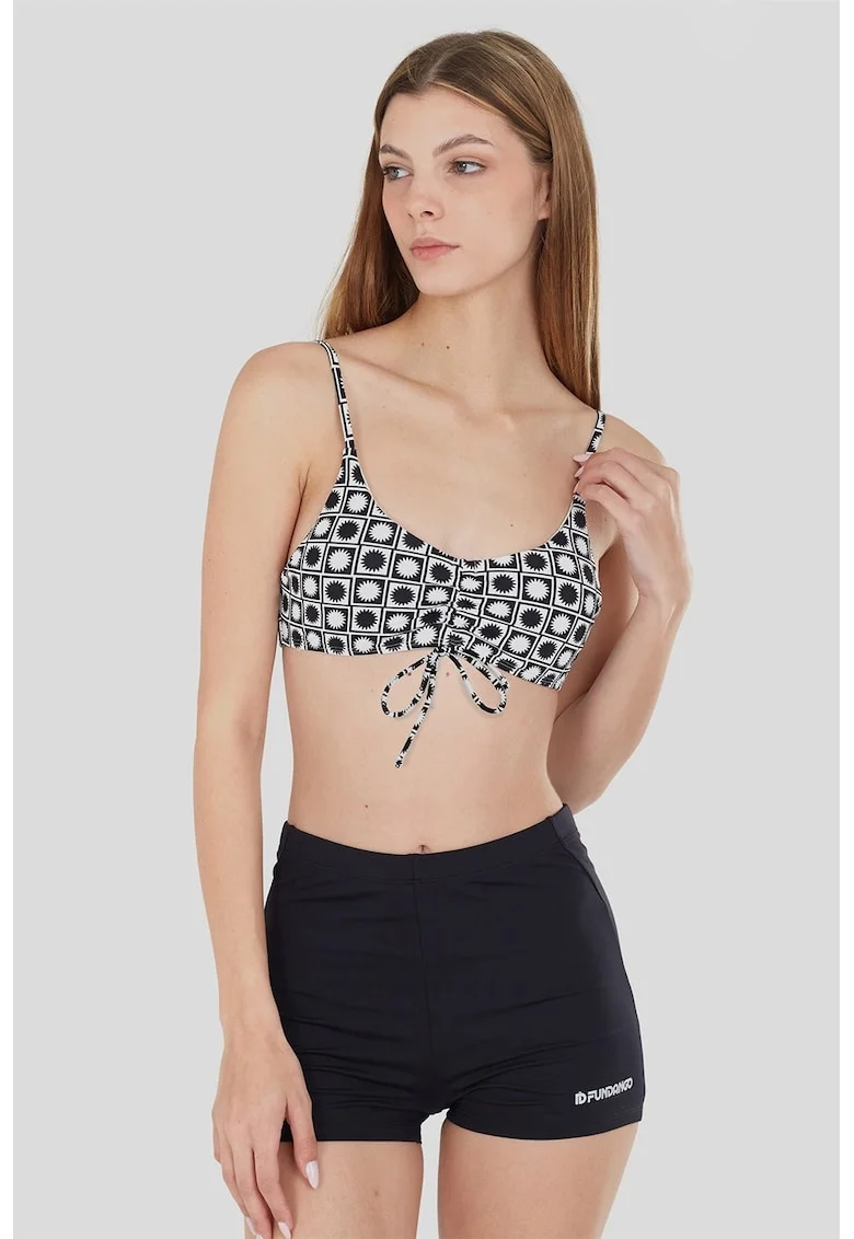 Sutien cu model si bretele ajustabile Moana, Alb/Negru