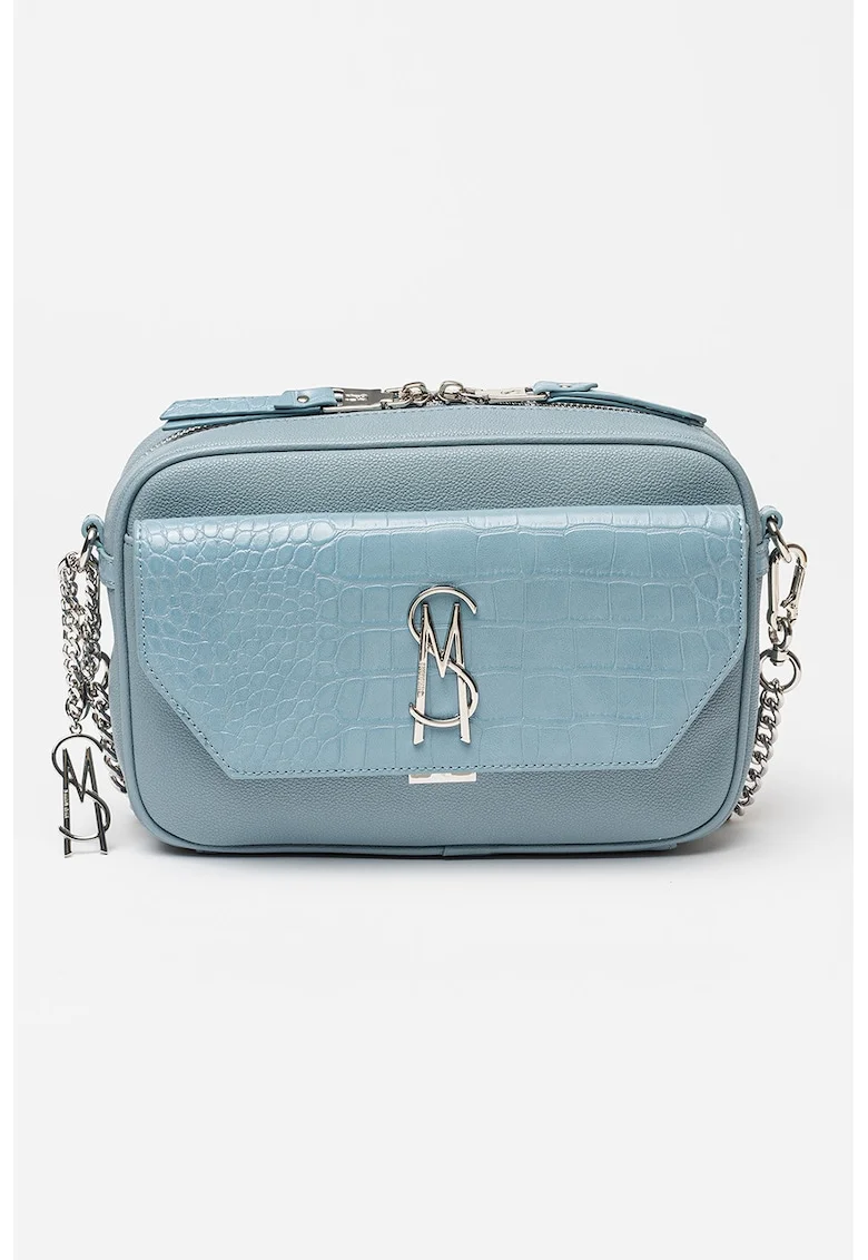 Geanta crossbody din piele ecologica, Albastru prafuit