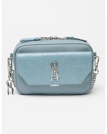 Geanta crossbody din piele ecologica, Albastru prafuit