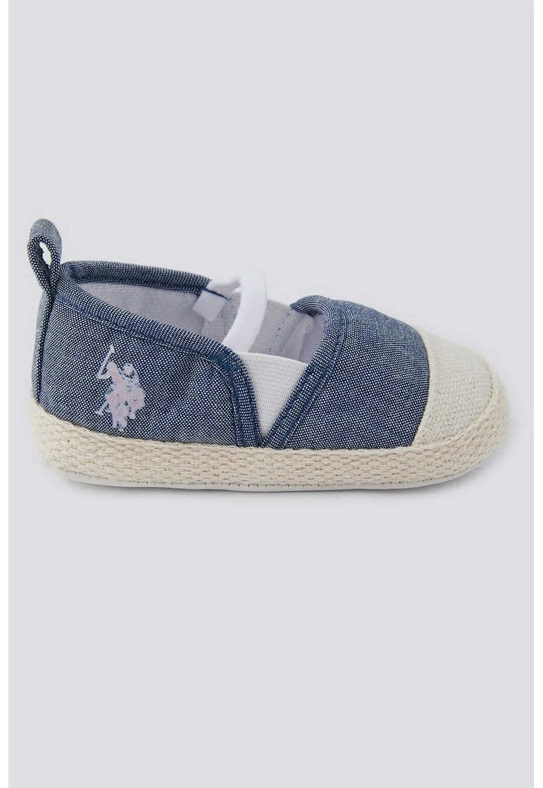 Botosei slip-on, Alb fildes/Albastru melange
