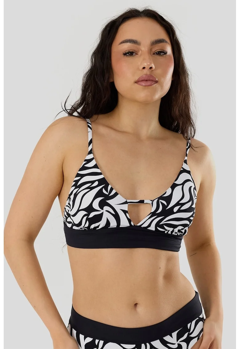 Sutien bralette de baie cu bureti detasabili Sahara, Alb/Negru