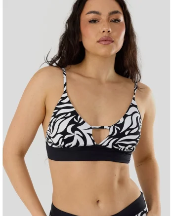 Sutien bralette de baie cu bureti detasabili Sahara, Alb/Negru