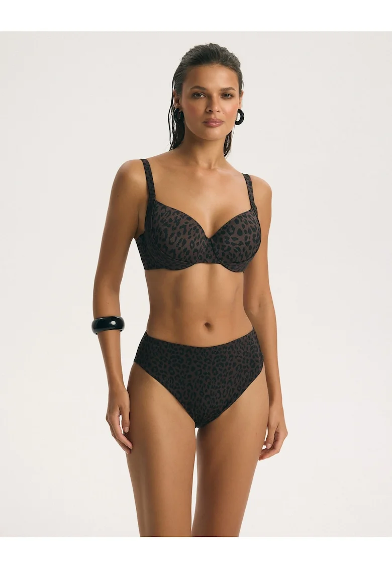 Slip de baie Figi dama High leg, Maro bronz