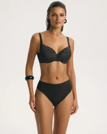 Slip de baie Figi dama High leg, Maro bronz