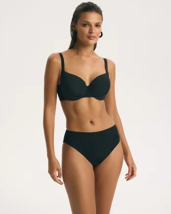 Slip de baie Figi dama High leg, Negru