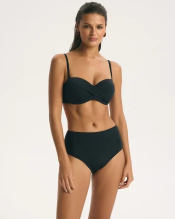 Slip de baie Cu talie inalta dama BASE, Negru