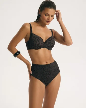 Slip de baie Cu talie inalta dama BASE, Maro bronz