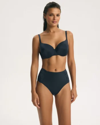 Slip de baie talie inalta dama Antibes, Bleumarin