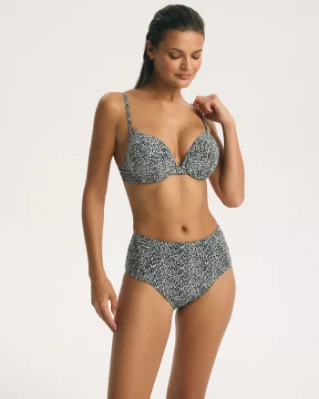 Slip de baie talie inalta dama Antibes, Negru