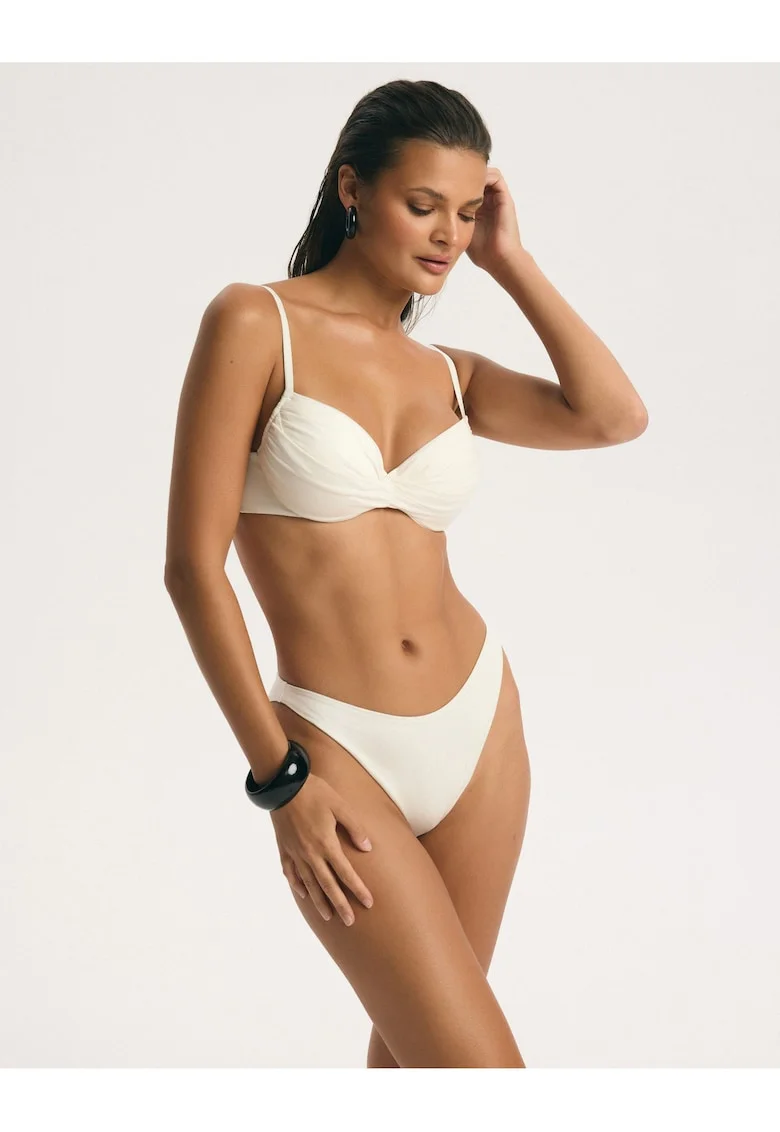 Slip de baie dama figi high leg Goddess, Alb crem