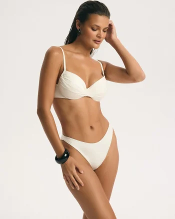 Slip de baie dama figi high leg Goddess, Alb crem
