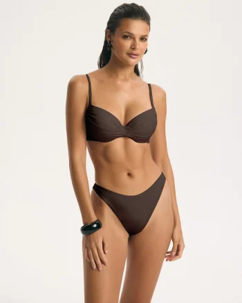 Slip de baie dama figi high leg Goddess, Maro bronz