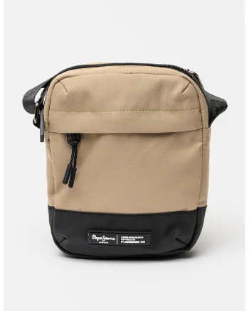 Geanta crossbody cu bareta ajustabila, Negru/Bej