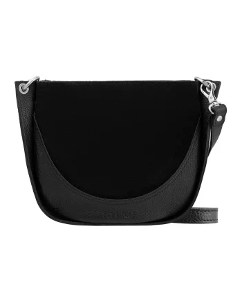 Geanta crossbody de piele si piele intoarsa, Negru
