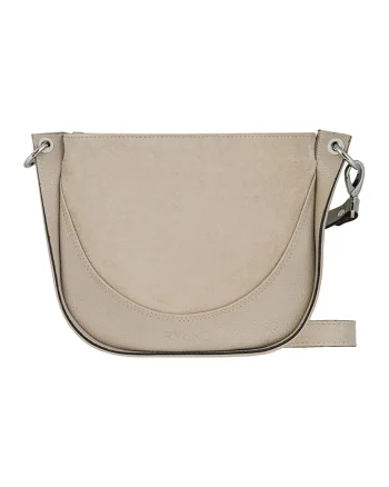 Geanta crossbody de piele si piele intoarsa, Bej