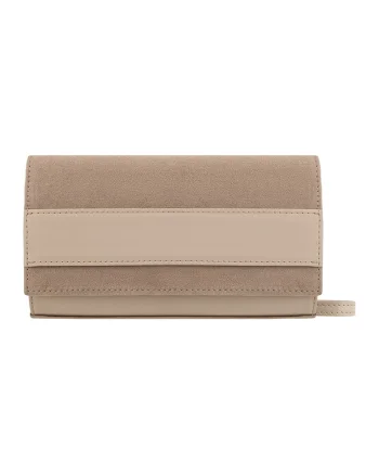 Geanta crossbody din piele si piele intoarsa cu lant, Bej