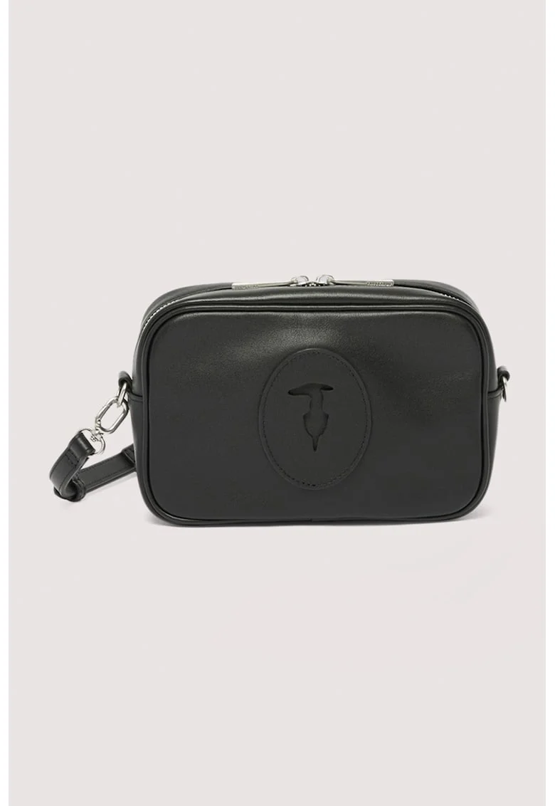 Geanta crossbody din piele cu bareta detasabila Society, Negru
