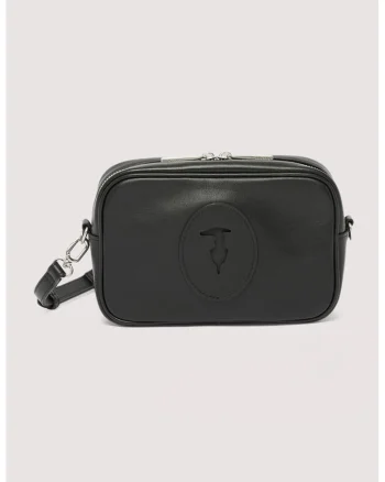 Geanta crossbody din piele cu bareta detasabila Society, Negru