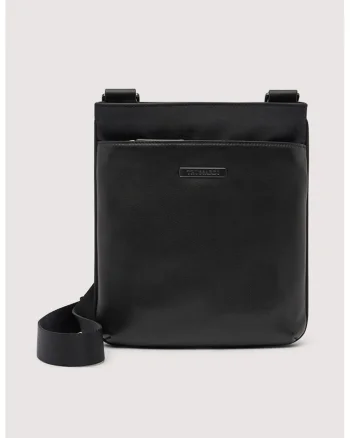 Geanta crossbody cu buzunar frontal cu fermoar, Negru