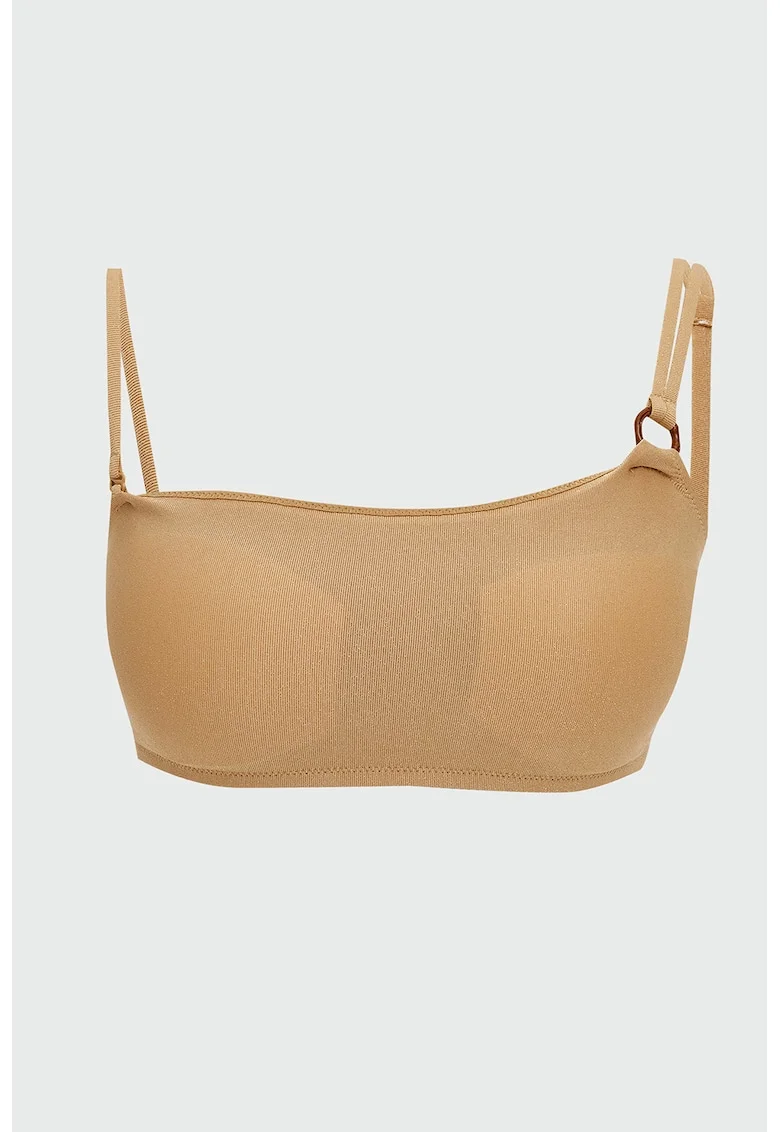 Sutien de baie cu burete detasabil, Maro camel