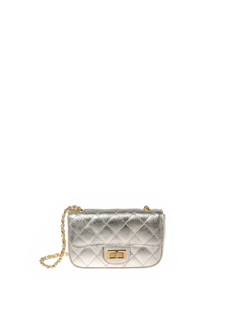 Geanta crossbody din piele cu aspect metalizat, Auriu