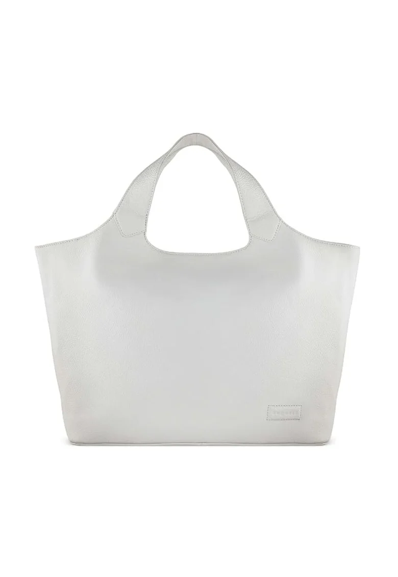 Geanta dama  Elsa marime L, piele naturala, set 4 piese, geanta laptop 15", crossbody si pouch, eleganta, alba, 494611