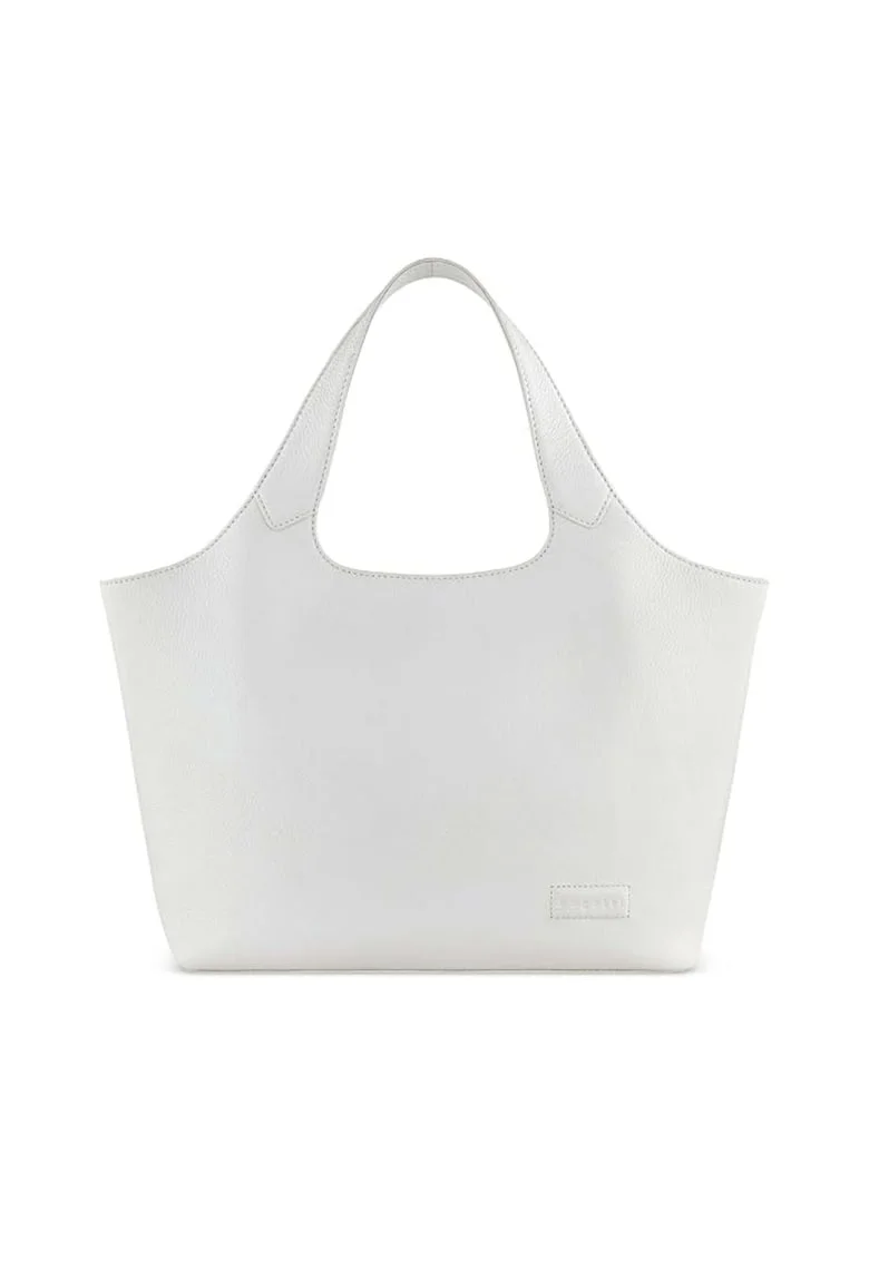 Geanta dama  Elsa marime M, piele naturala, set 4 piese, geanta laptop 13", crossbody si pouch, eleganta, alba, 494610