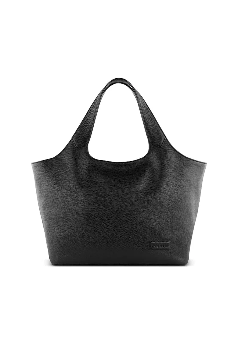 Geanta dama  Elsa marime M, piele naturala, set 4 piese, geanta laptop 13", crossbody si pouch, eleganta, neagra, 494610