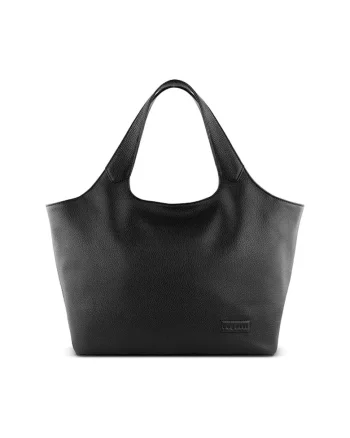 Geanta dama  Elsa marime M, piele naturala, set 4 piese, geanta laptop 13", crossbody si pouch, eleganta, neagra, 494610