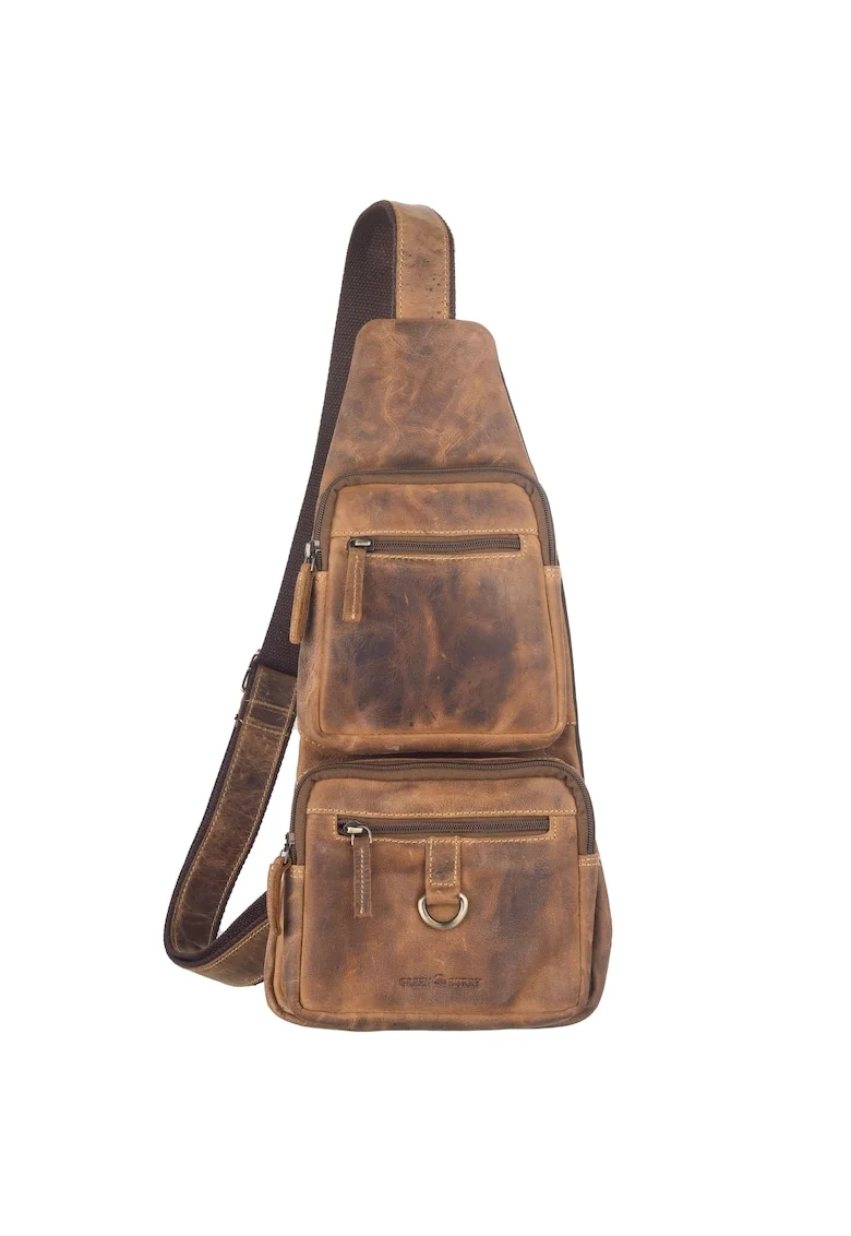 Geanta crossbody barbati piele naturala maro antichizat 20 x 45 cm, Vintage,