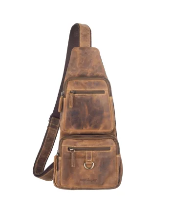 Geanta crossbody barbati piele naturala maro antichizat 20 x 45 cm, Vintage,