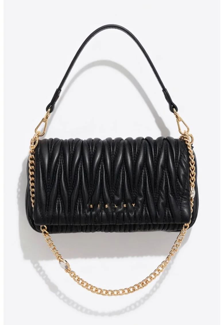 Geanta crossbody cu aspect matlasat, Negru