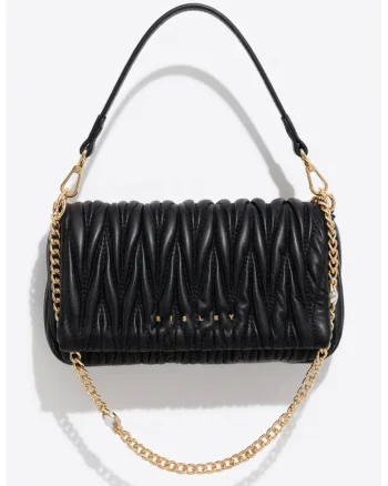 Geanta crossbody cu aspect matlasat, Negru