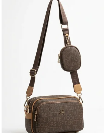 Geanta crossbody cu etui detasabil, Maro inchis/Maro camel