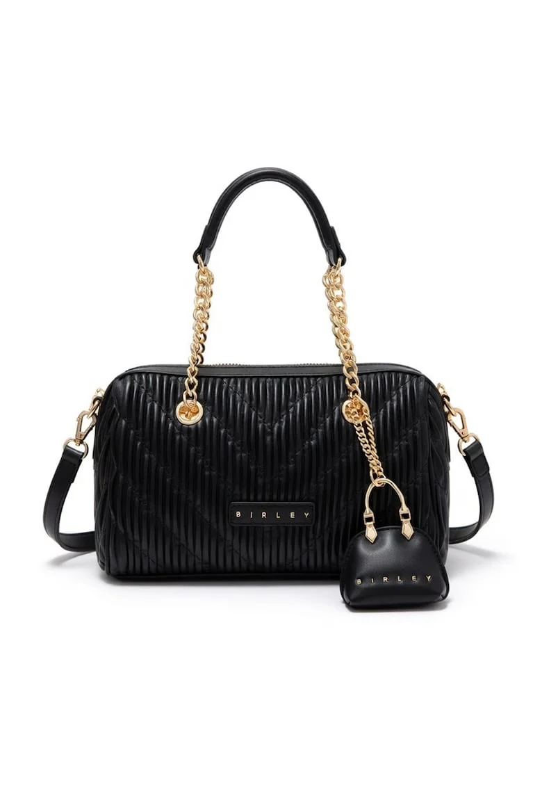 Geanta crossbody cu bareta din lant, Negru