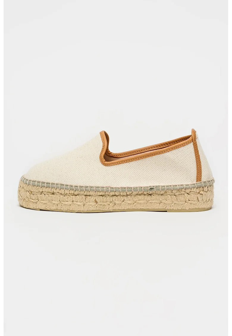Espadrile slip-on din material textil, Alb