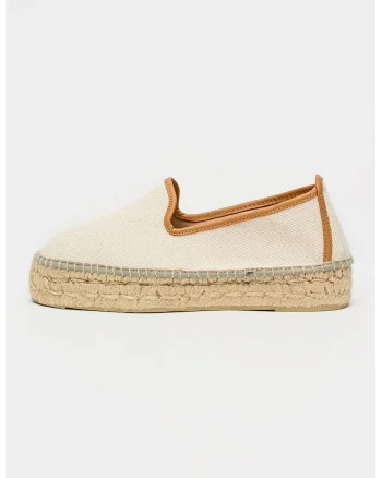 Espadrile slip-on din material textil, Alb