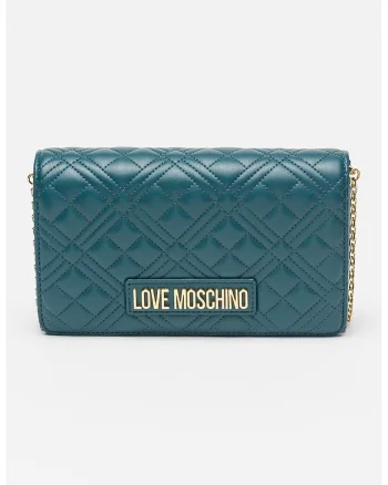 Geanta crossbody de piele ecologica cu aspect matlasat, Albastru petrol