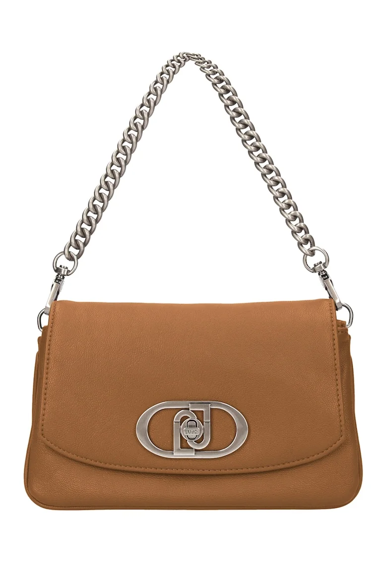 Geanta crossbody de piele ecologica cu maner de lant, Caramel