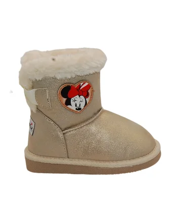 Ghete slip-on cu aplicatii cu Minnie Mouse, Auriu/Crem
