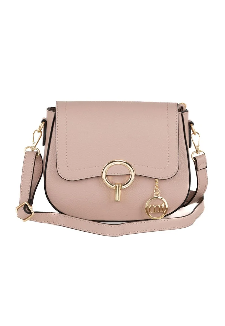 Geanta crossbody din piele, Roz prafuit