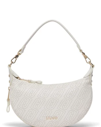 Geanta crossbody cu fermoar si bareta ajustabila, Alb murdar
